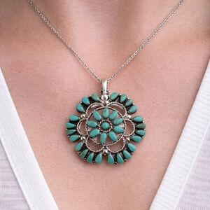 Vintage Sterling Silver Turquoise Brooch Pendant Convertible Southwestern style